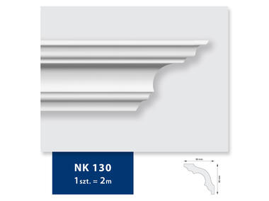 Zdjęcie: Listwa sufitowa z polistyrenu NK 130, 2 sztuki 200x9x9 cm biały DMS