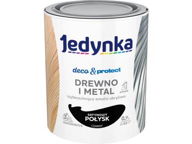 Zdjęcie: Emalia akrylowa Deco&Protect drewno i metal satynowy połysk czarny 0,7 L JEDYNKA