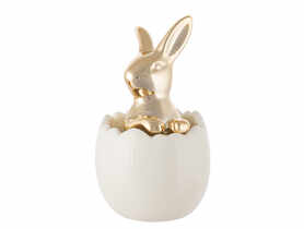 Figurka ceramiczna złoty zając w jajku 5,5x5,5x9,5 cm dekor B ALTOMDESIGN