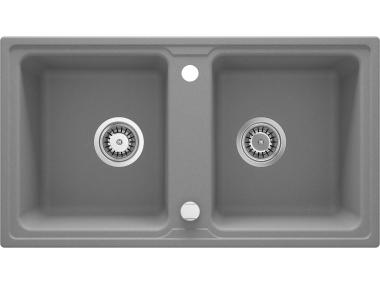 Zdjęcie: Zlewozmywak Zorba szary metalik granit 2K B/O 780x435x180, 3,5", space saver DEANTE