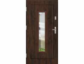 Drzwi zewnętrzne stalowo-drewniane Disting Mario 09 Orzech 100 cm lewe KR CENTER
