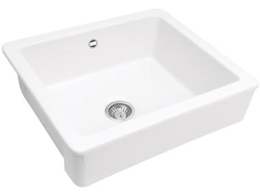 Zdjęcie: Zlewozmywak Sabor ceramiczny Farmhouse light biały 615x485x200 1K B/O + spa sav DEANTE