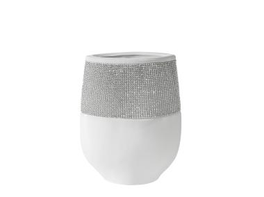 Zdjęcie: Wazon Aneli 18x8x25 cm biało-srebrny EUROFIRANY