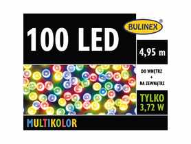 Lampki choinkowe LED 4,95 m multikolor 100 lampek zielony przewód BULINEX