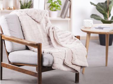 Zdjęcie: Pled 130x160 cm Alaska paski Khaki-beż ALTOMDESIGN