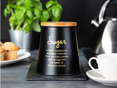 Zdjęcie: Puszka stożkowa z pokrywą bambusową 10,5x14x10,5 cm czarna dekoracja Sugar ALTOMDESIGN