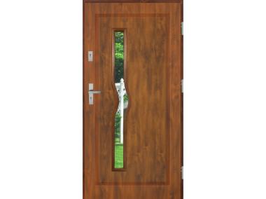 Zdjęcie: Drzwi zewnętrzne stalowo-drewniane Disting Mario 05 Dąb złoty 90 cm prawe zamek listwowy KR CENTER