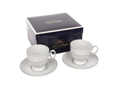 Zdjęcie: Zestaw 2 filiżanek doo kawy Mariapaula 220 ml i spodków 15 cm dekoracja Snow  ALTOMDESIGN