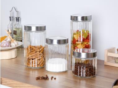 Zdjęcie: Pojemnik szklany z przezroczystą i pokrywką 2250 ml prążki ALTOMDESIGN