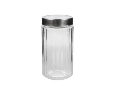 Zdjęcie: Pojemnik szklany z przezroczystą i pokrywką 2250 ml prążki ALTOMDESIGN