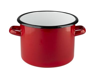 Zdjęcie: Garnek emaliowany gładki 16 cm - 2 L czerwony EMALIA PLESZEW