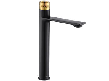 Zdjęcie: Bateria umywalkowa stojąca, nablatowa, wysoka Decor Black/Gold VALVEX