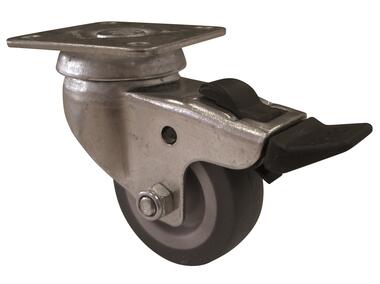 Zdjęcie: Kółka do wózków gumowe obrotowe z hamulcem 100x23 mm - 65 kg HSI