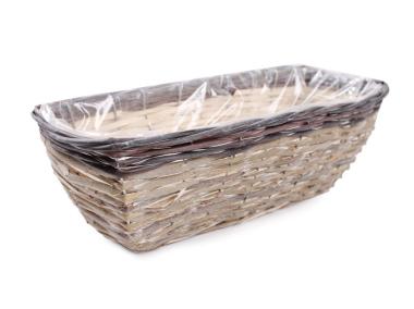 Zdjęcie: Balkonówka doniczka wiklinowa do obsadzania kwiatami 40x16x13 cm brąz TIN TOURS