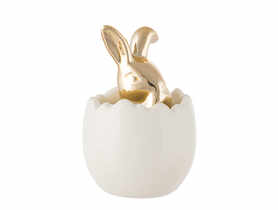 Figurka ceramiczna złoty zając w jajku 5,5x5,5x8 cm dekor A ALTOMDESIGN