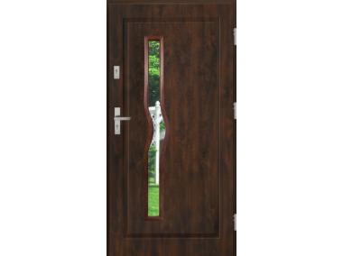 Drzwi zewnętrzne stalowo-drewniane Disting Mario 05 Orzech 90 cm prawe zamek listwowy KR CENTER