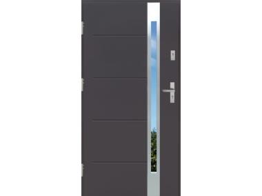 Zdjęcie: Drzwi zewnętrzne stalowo-drewniane Disting Nicolo 12B Antracyt 90 cm lewe KR CENTER