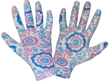 Rękawice nitrylowe  kwiatki niebieskie,  8, CE, LAHTI PRO