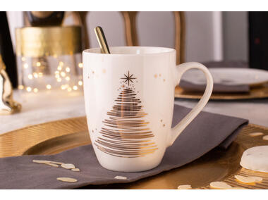 Zdjęcie: Kubke baryłka Golden Christmas 300 ml biały ALTOMDESIGN