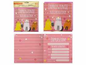 Zaproszenie PMZ-101 Urodziny - kotki KUKARTKA