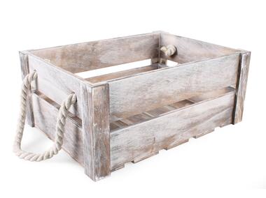 Zdjęcie: Skrzynka drewniana z uchwytami 36,5x27x15 cm dekoracyjna TIN TOURS