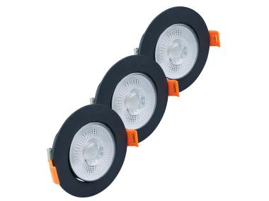 Zdjęcie: Lampa podtynkowa LED, 4,9 W, 346 lm, 4000 K, czarna, 3 szt. DPM SOLID