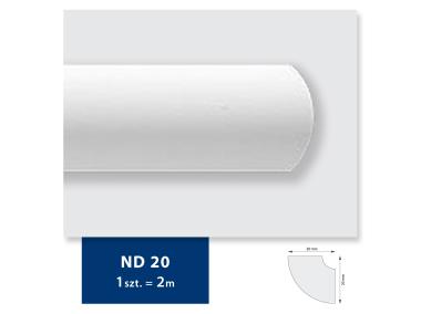 Zdjęcie: Listwa sufitowa z polistyrenu ND 20, 2 sztuki 200x2x2 cm biały DMS