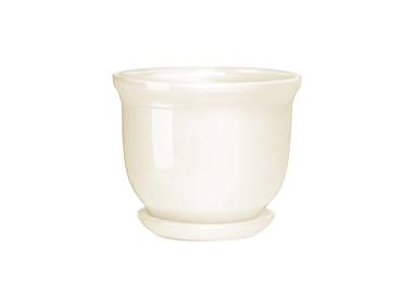 Zdjęcie: Doniczka ceramiczna z podstawką Grecka 13x15,5 cm kremowy połysk FLOWERPOT