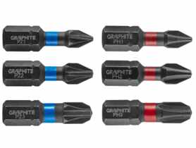 Bity udarowe PH1/2/3 PZ1/2/3x25 mm 6 szt. GRAPHITE