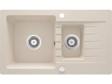 Zlewozmywak Zorba beż granit 1,5K Z/O 760x440x164, 3,5", space saver DEANTE