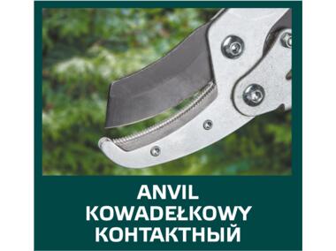Zdjęcie: Sekator do gałęzi kowadełkowy teleskopowy 670 mm, średnica cięcia 45 mm, uchwyty aluminiowe VERTO