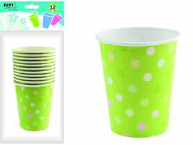 Kubki papierowe Green dots 270 ml - 12 szt. RAVI