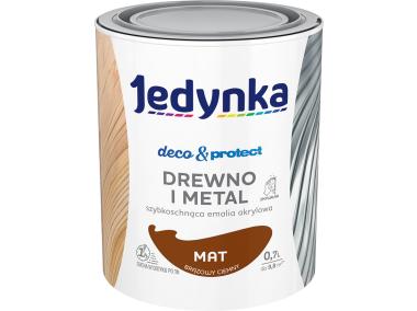 Zdjęcie: Emalia akrylowa Deco&Protect drewno i metal mat brązowy ciemny 0,7 L JEDYNKA