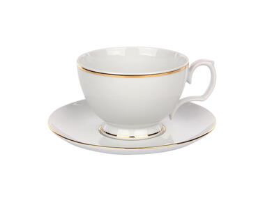 Zdjęcie: Filiżanka śniadaniowa Mariapaula Złota Linia 350 ml, spodek 17 cm w opasce ALTOMDESIGN