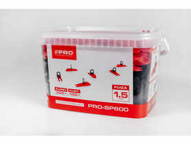 System poziomujący PRO-SP600 1,5 mm MIX: klipsy/kliny 300/100 szt. wiadro 5 L PRO