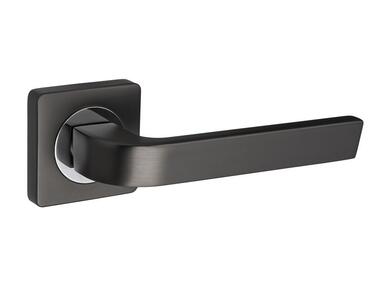 Zdjęcie: Klamka wewnętrzna Arco DH-95A szyld dzielony kwadratowy chrom+satyna grafitowa GAMET BASIC LINE