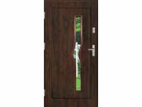 Drzwi zewnętrzne stalowo-drewniane Disting Mario 05 Orzech 100 cm lewe KR CENTER