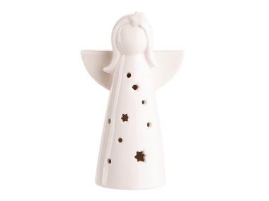 Zdjęcie: Figurka porcelanowa Aniołek oświetlenie LED 9,5x5,5x16 cm ALTOMDESIGN