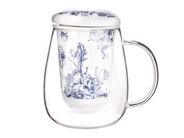 Zdjęcie: Kubek szklany z porcelanowym zaparzaczem i pokrywką 400 ml ALTOMDESIGN