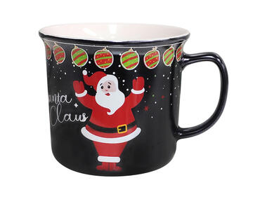 Zdjęcie: Kubek prosty z wywinietym rantem 350 ml czarny dekoracja santa claus ALTOMDESIGN