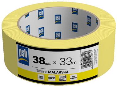 Zdjęcie: Taśma malarska żółta PSB 38 mm - 33 m SILA