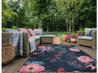 Zdjęcie: Dywan Jungle 80x160 cm kwiaty pomarańczowo-czarne MULTI-DECOR