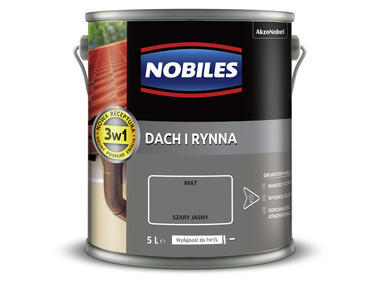 Zdjęcie: Farba emalia do dachów i rynien 5 L szara jasna NOBILES