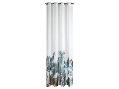 Zdjęcie: Zasłona Lottie 140x250 cm biało-zielona na przelotkach EUROFIRANY