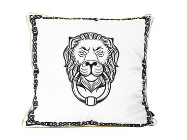 Zdjęcie: Poszewka lew total chic white biało-czarna+złota obszywka 45x45 cm CHIC HOME