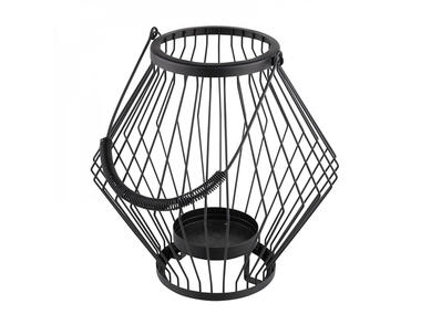 Zdjęcie: Świecznik metalowy szprosowy z uchwytem 26x26x27 cm czarny ALTOMDESIGN
