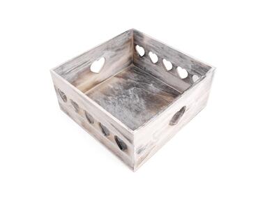 Zdjęcie: Skrzynka drewniana z wyciętymi sercami 25x25x12 cm TIN TOURS