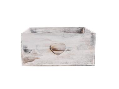Zdjęcie: Skrzynka drewniana z wyciętymi sercami 25x25x12 cm TIN TOURS