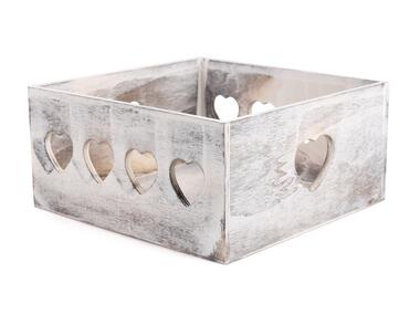 Zdjęcie: Skrzynka drewniana z wyciętymi sercami 25x25x12 cm TIN TOURS