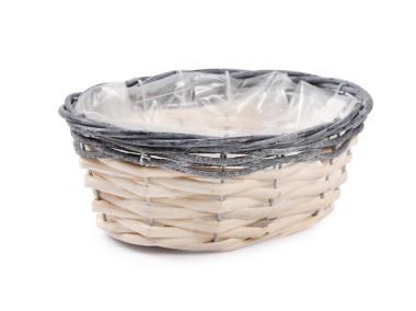 Zdjęcie: Osłonka wiklinowa z folią na kwiaty 22x15x9 cm owalny TIN TOURS
